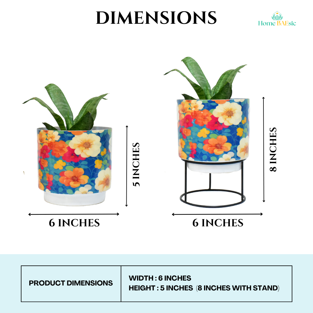 Flower Art Indoor Metal Planter With Metal Stand | Home & Garden | 6 Inches