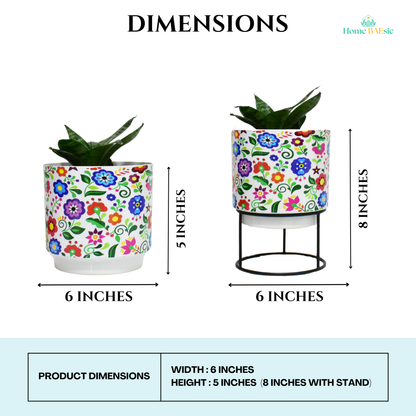 Multifloral Indoor Metal Planter With Metal Stand | Home & Garden | 6 Inches