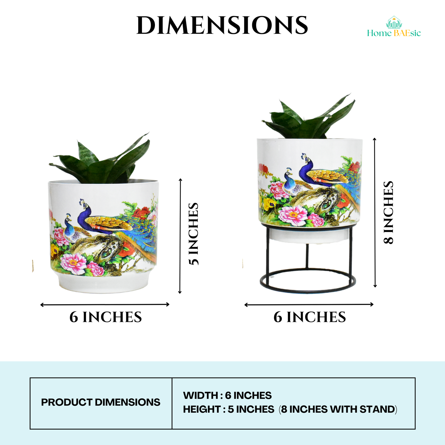 Peacocks In Garden Indoor Metal Planter With Metal Stand | Home & Garden | 6 Inches