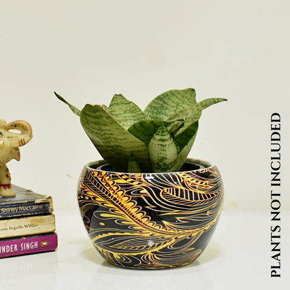 Black Golden Abstract Metal Pot & Planter | Home BAEsic | Home and Garden