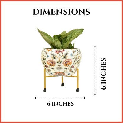 Blossom Paradise Indoor Metal Planter With Metal Stand | Home & Garden | 6 Inches