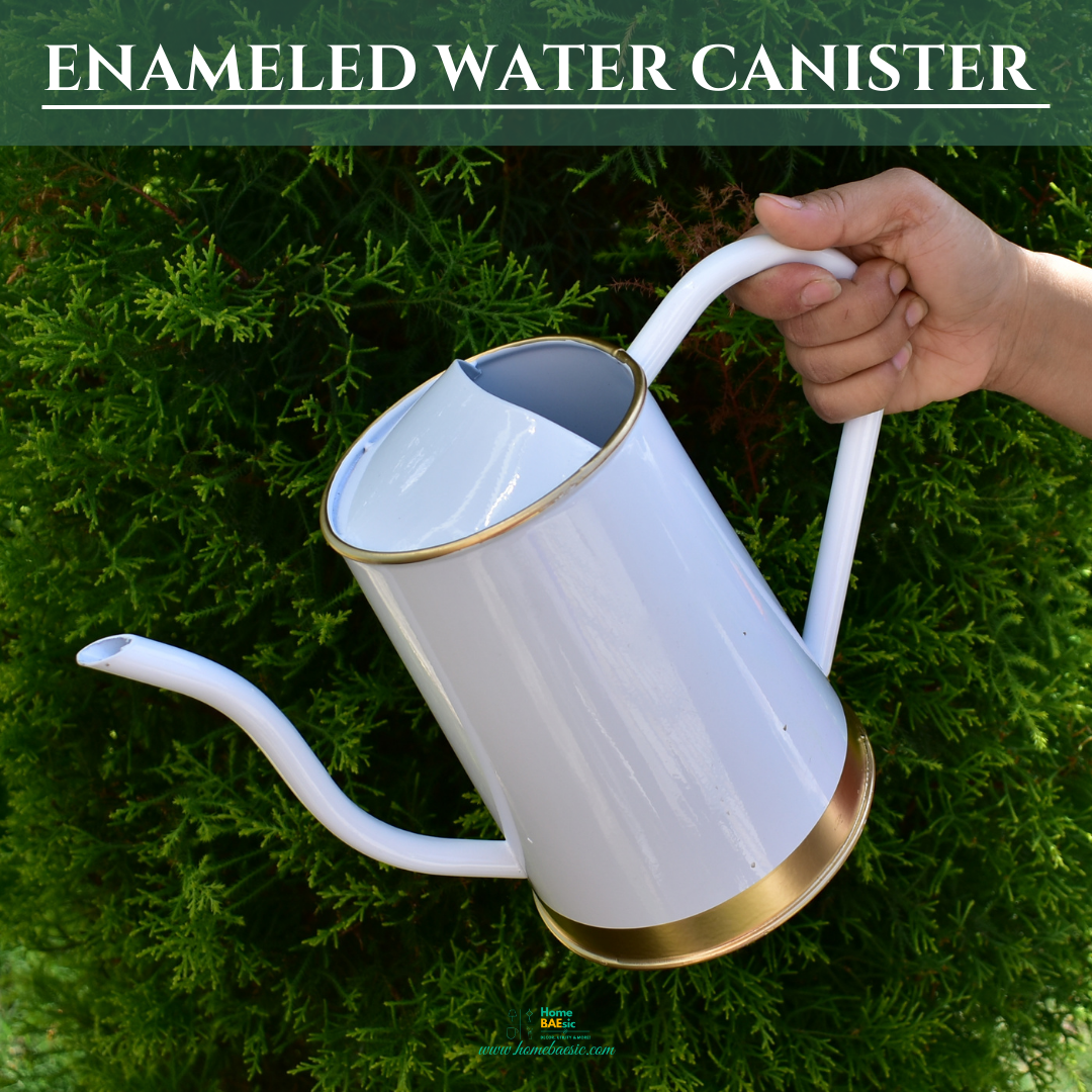 Enameled Metal Water Canister | 1.5 Liters for Indoor & Outdoor | Home & Garden | Pearl White