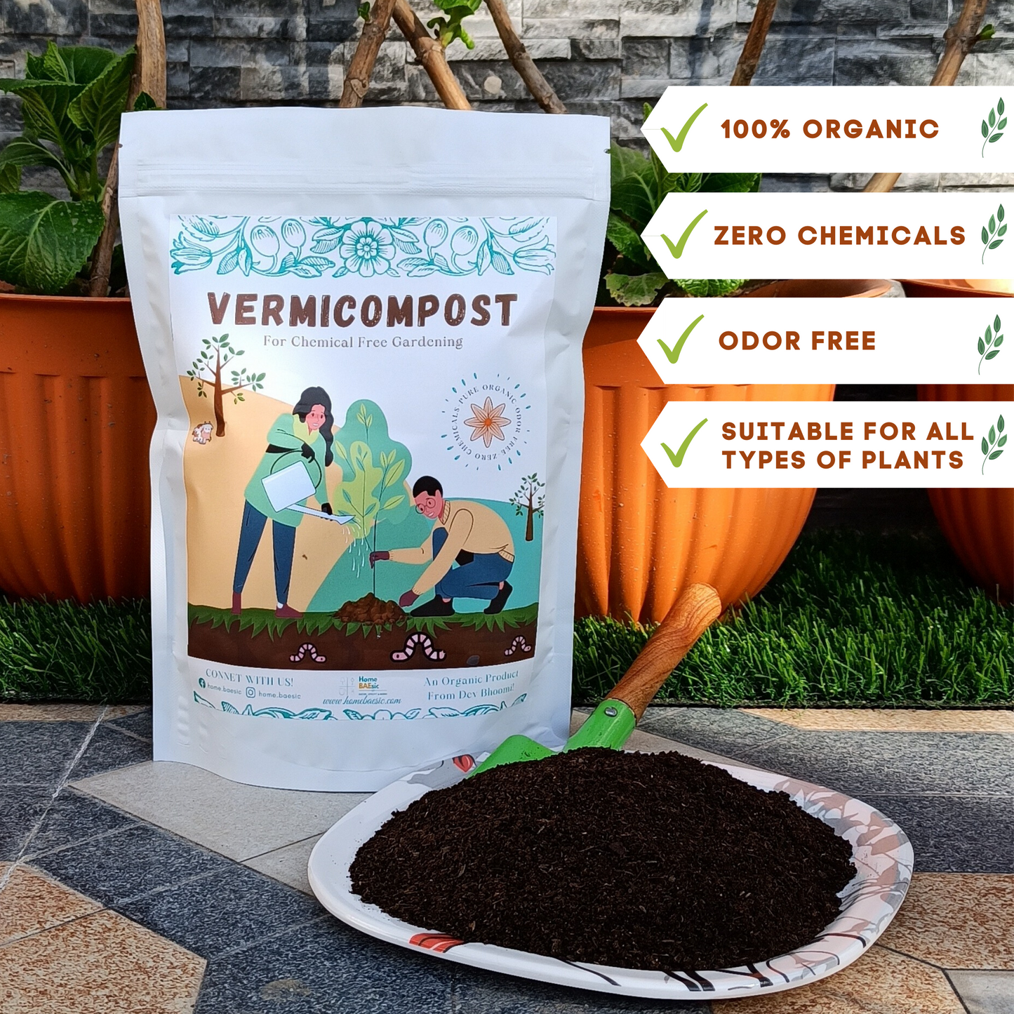 100% Organic Vermicompost Fertilize Manure For All Plants | Home BAEsic | 900 GRAMS