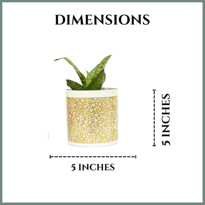 White & Golden Vines Indoor Metal Planter With Metal Stand | Home & Garden | Home BAEsic5 Inches